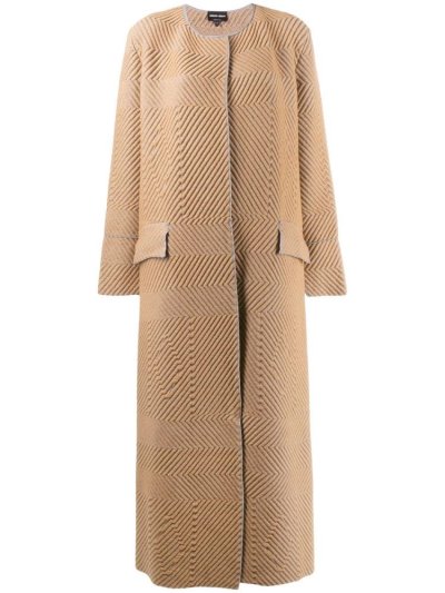 Abrigos Giorgio Armani Chevron Midi Mujer Beige | 6BUH5COX