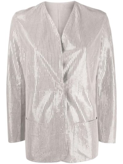 Blazers Armani Emporio Embellished Collarless Mujer Gris | RGYXK49U