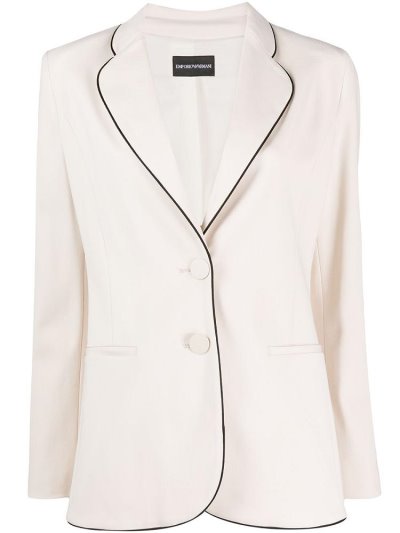 Blazers Armani Emporio Piped Single Breasted Mujer Beige | OS16O7SS