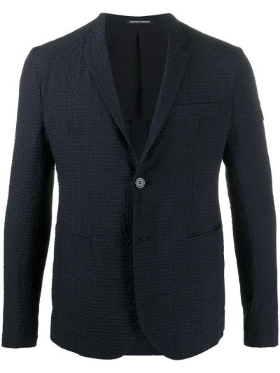 Blazers Armani Emporio Waffle Textured Single Breasted Hombre Azules | N91XSSXW