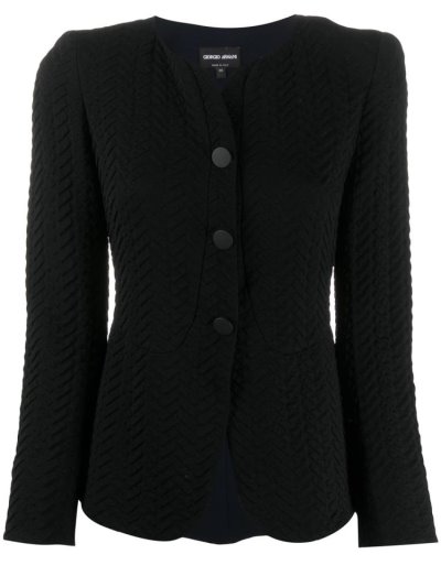 Blazers Giorgio Armani Textured Effect Button Up Mujer Negras | Y4TGMHHY