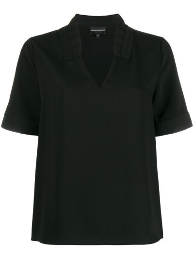 Blusas Armani Emporio Corta Sleeve Mujer Negras | CKOFTUYG