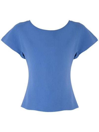 Blusas Armani Emporio Frilled Corta Sleeve Mujer Azules | QMTVO3D8