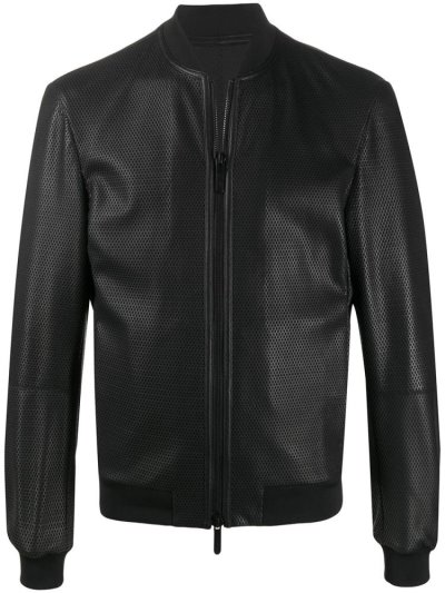 Bomber Jacket Armani Emporio Cuero Hombre Negras | 8QPH4EO2