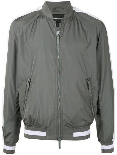 Bomber Jacket Armani Emporio Side Stripe Detail Fitted Hombre Gris | IBQTE9ZB