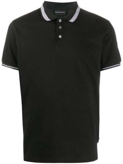 Camisa Polo Armani Emporio Corta Sleeve Logo Hombre Negras | CIDFWD6Q