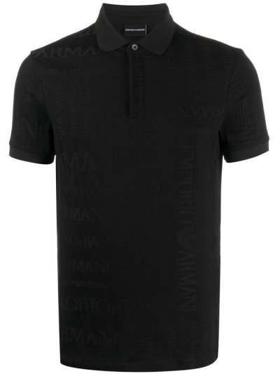 Camisa Polo Armani Emporio Embossed Logo Hombre Negras | 2SOM4VL5