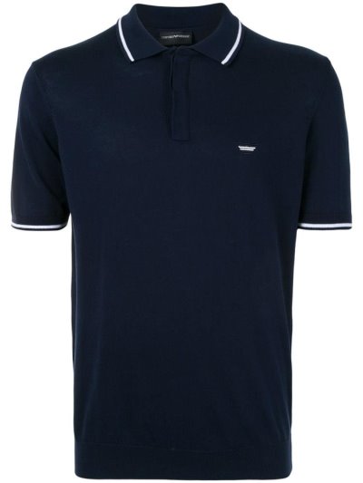 Camisa Polo Armani Emporio Embroidered Logo Hombre Azules | DHVQYBQE