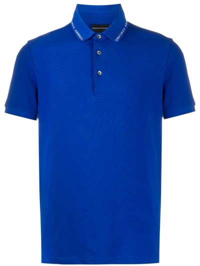 Camisa Polo Armani Emporio Logo Hombre Azules | 36M90WUP