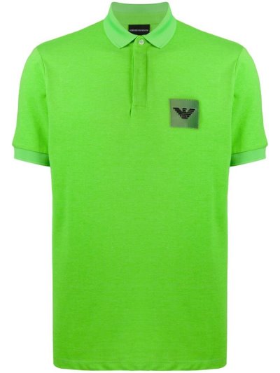 Camisa Polo Armani Emporio Logo Patch Hombre Verde | H2ICVQGX