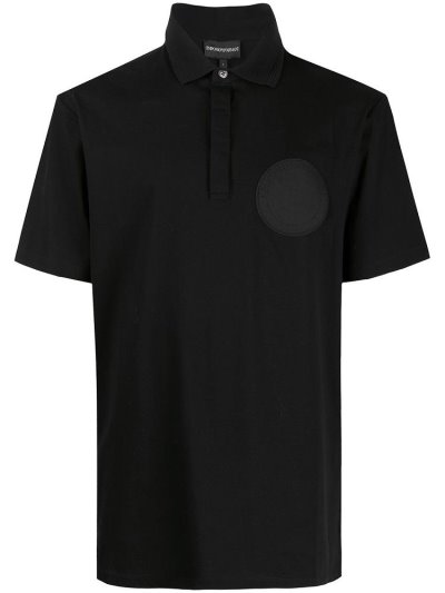 Camisa Polo Armani Emporio Logo Patch Hombre Negras | OLDCEE93