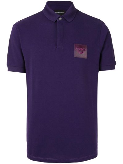 Camisa Polo Armani Emporio Logo Patch Hombre Moradas | QIYEG75W