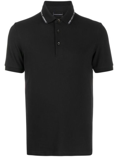 Camisa Polo Armani Emporio Logo Trimmed Hombre Azules | UXW8JEQM