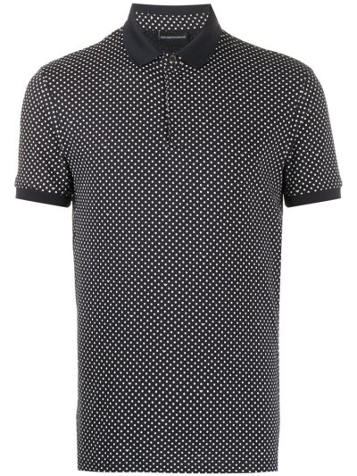 Camisa Polo Armani Emporio Polka Dot Print Hombre Azules | 2NMAI243