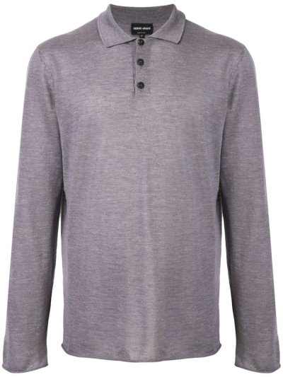 Camisa Polo Giorgio Armani Long Sleeve Hombre Gris | FH0MYZSZ