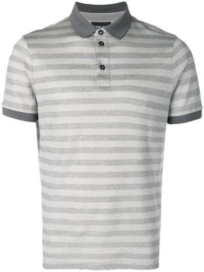 Camisa Polo Giorgio Armani Striped Hombre Gris | VFGQX8UZ