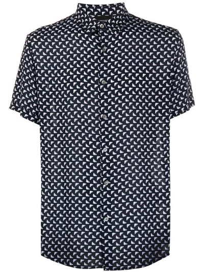 Camisas Armani Emporio All Over Print Hombre Azules | Z11GE0FG