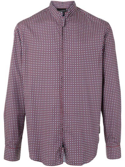 Camisas Armani Emporio Check Print Zipped Hombre Multicolor | 3JXKX4BT