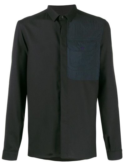 Camisas Armani Emporio Chest Panel Logo Hombre Negras | GQI42BUL