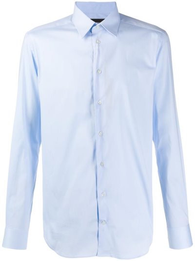 Camisas Armani Emporio Long Sleeve Hombre Azules | 9PLZV960