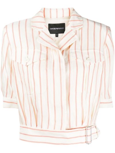 Camisas Armani Emporio Striped Cropped Mujer Rojas | D1QODQ6Q