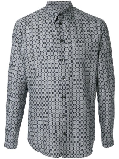 Camisas Giorgio Armani Check Print Hombre Azules | LD1PH7K8