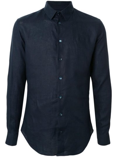 Camisas Giorgio Armani Long Sleeve Plain Hombre Azules | OAVEIUVF