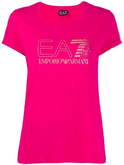 Camiseta Ea7 Emporio Armani Corta Sleeve Logo Mujer Rosas | HY6BREOX