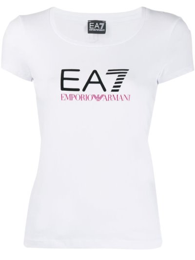 Camiseta Ea7 Emporio Armani Fitted Logo Print Mujer Blancas | 2PFXBK36