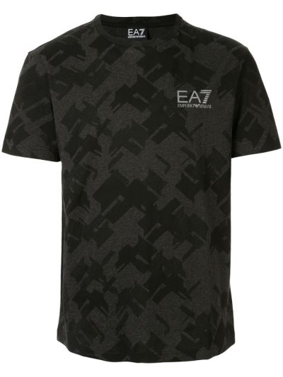 Camiseta Ea7 Emporio Armani Geometric Print Hombre Negras | IBN4HZNR