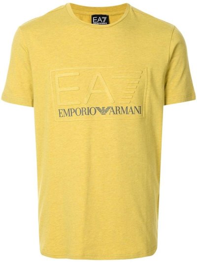 Camiseta Ea7 Emporio Armani Logo Print Hombre Amarillo | E8CUQ2OS