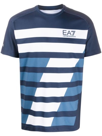 Camiseta Ea7 Emporio Armani Logo Print Tenis Hombre Azules | JDTLZO6T