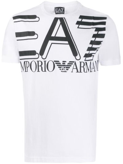 Camiseta Ea7 Emporio Armani Logo Print Hombre Blancas | PP0HW1XE