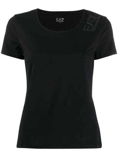 Camiseta Ea7 Emporio Armani Logo Print Mujer Negras | Q66XDFPP