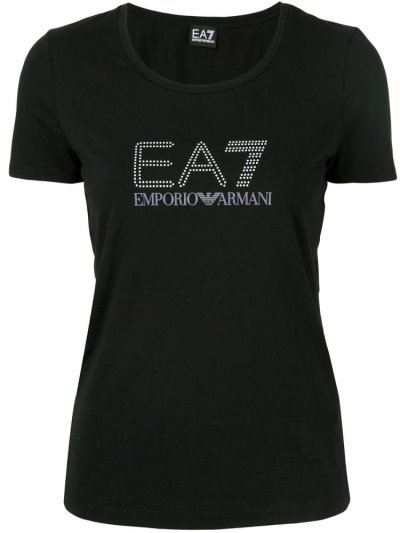 Camiseta Ea7 Emporio Armani Logo Mujer Negras | URDXBS2E