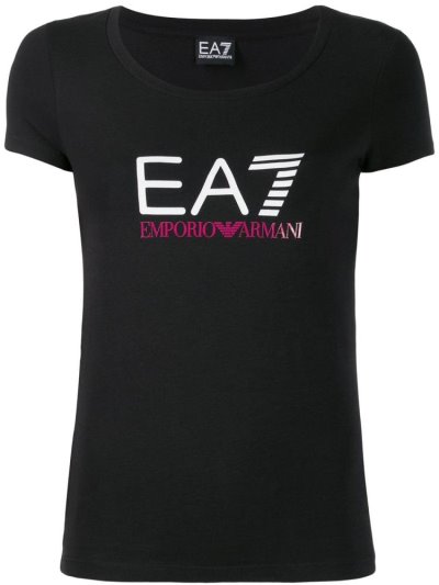 Camiseta Ea7 Emporio Armani Logo Print Mujer Negras | V4A0RVVI