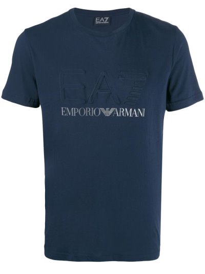 Camiseta Ea7 Emporio Armani Logo Print Hombre Azules | ZWJNWGLO