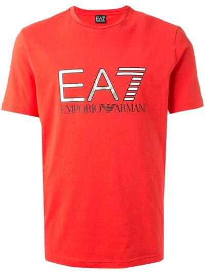 Camiseta Ea7 Emporio Armani Metallic Ea7 Logo Printed Hombre Rojas | 08VPWQH1