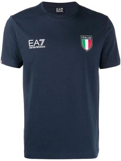 Camiseta Ea7 Emporio Armani Printed Logo Hombre Azules | 26324KAG