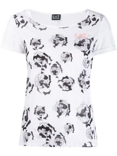 Camiseta Ea7 Emporio Armani Print Mujer Blancas | RFHM4WUM