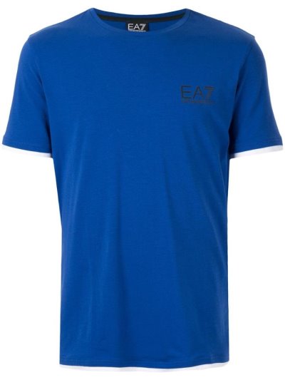 Camiseta Ea7 Emporio Armani Printed Logo Hombre Azules | Y5SE7MPQ