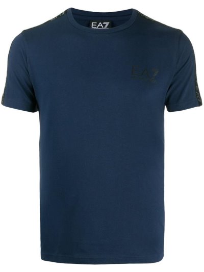 Camiseta Ea7 Emporio Armani Side Stripe Logo Print Hombre Azules | 14TVC481