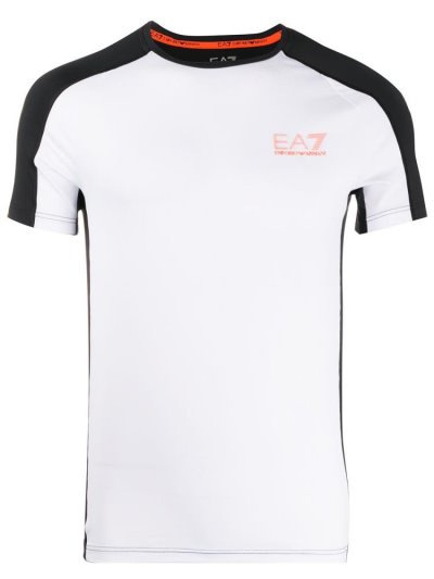 Camiseta Ea7 Emporio Armani Two Tone Stretch Fit Hombre Blancas | OM8J6MC1