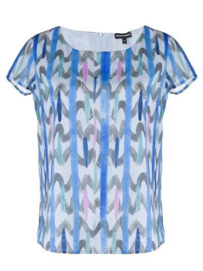 Camiseta Armani Emporio Abstract Patterned Mujer Azules | L11XUW3E