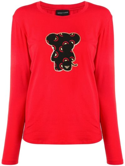 Camiseta Armani Emporio Bear Print Mujer Rojas | EOLQRWW4