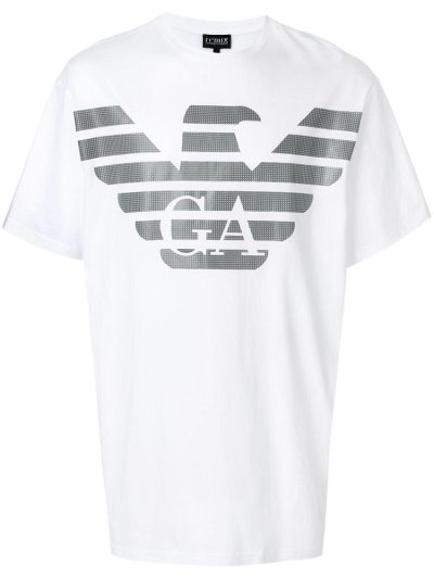 Camiseta Armani Emporio Corta Sleeve Logo Hombre Blancas | GYGU1LUS