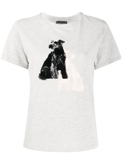 Camiseta Armani Emporio Dog Print Mujer Gris | BINGI36X