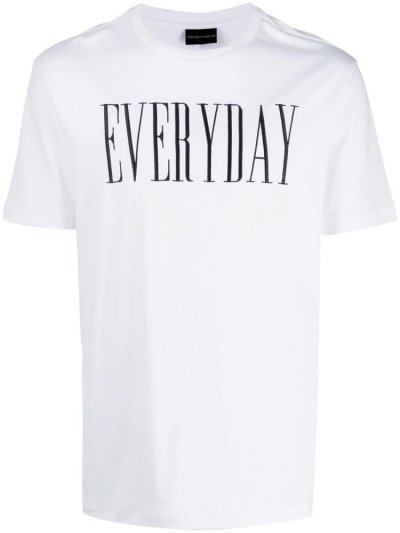 Camiseta Armani Emporio Embroidered 'everyday' Hombre Blancas | 16CF1TZ0