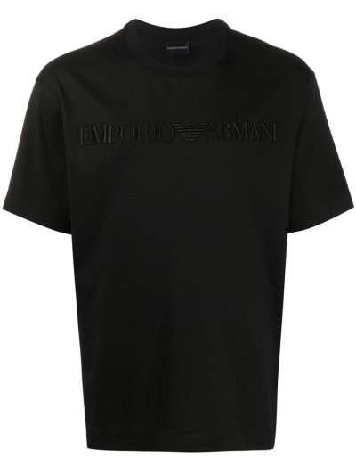 Camiseta Armani Emporio Embroidered Logo Hombre Negras | TW7RT47R