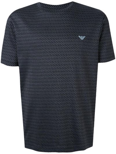 Camiseta Armani Emporio Geometric Print Hombre Azules | SXRBQ3QU